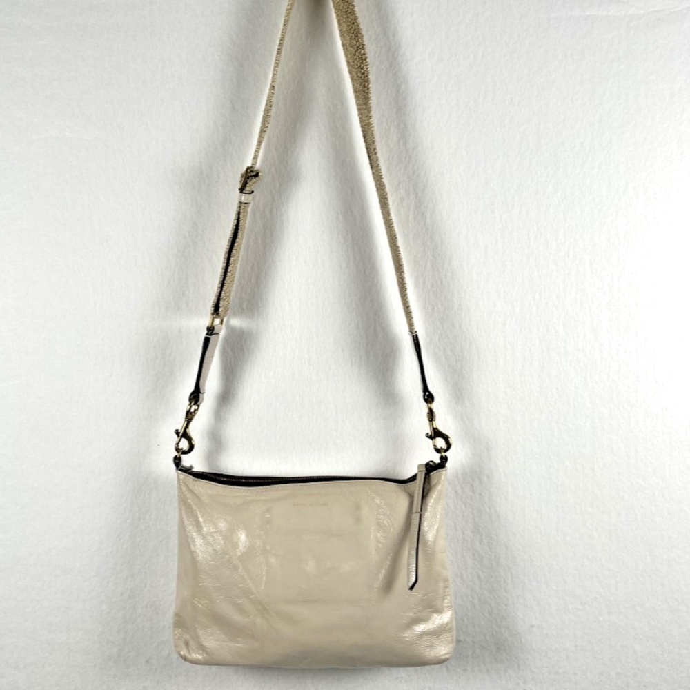 Isabel Marant Nessah Glazed Leather Crossbody Bag Sable Adj Strap Old Money